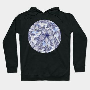 Indigo Summer - a hand drawn floral pattern Hoodie